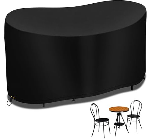 RICHIE 2-Sitzer-kleine Bistro-Set-Abdeckung, 124 * 63 * 80cm wasserdichte Garten-Patio-Möbel-Set-Abdeckung im Freien, Hochleistungs-420D-Bistro-Tischabdeckung im Freien, Winddichte Anti-UV-Patio