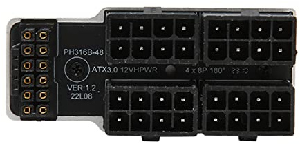 Grafikkarten-Netzteilkarte, PH316 180-Grad-Grafikkarten-Winkeladapter, Einfach zu Verwenden, 600 W, 12 V HPWR für Desktop (Silber)