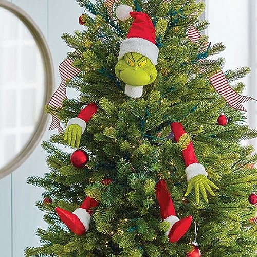 sanjianke-fs Grinchs, albero con testa di elfo, braccia e gambe, decorazioni creative per feste di Natale, con un ciondolo in acrilico, confezione da 5