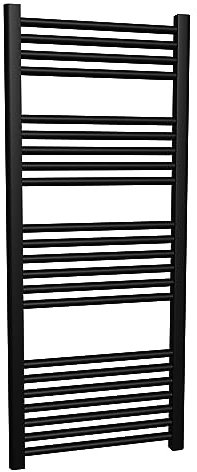 500mm (w) x 1200mm (h) Straight Black Heated Towel Ladder Rail Bathroom Radiator - 2396 BTUs