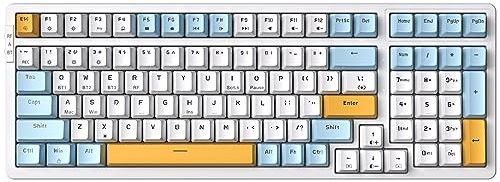 Qisan Mechanical Wireless Keyboard USB Wired Gaming Keyboard Ice Blue Led Backlit Keyboard Brown Switch 100 Keys US Layout | Computer Accessories | Mechanical Keyboards Wireless | Gaming Keyboards