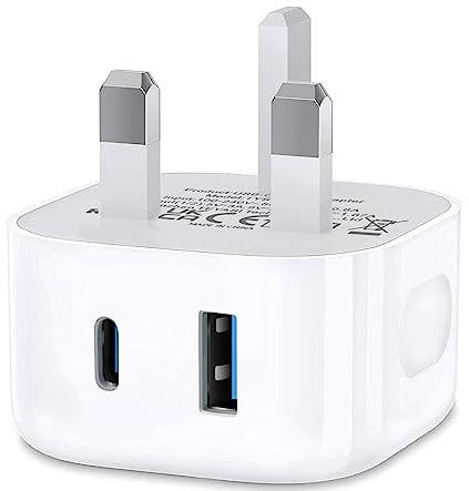USB C Fast Charge Plug,Dual Port Apple iPhone 16/15/15 Pro Max Micro USB Plug Type C Wall Charger Plug Adapter UK for iPhone 14/14 Pro/14 Pro Max/13/13 Pro/13 Pro Max/12/12 Pro Max/11 Pro/iPad