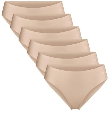 DANISH ENDURANCE 6er Pack Unsichtbare Bikini Slips aus Mikrofaser, für Sport & Alltag, Nahtlos, Sportunterhosen für Damen Beige M