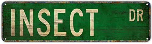 Straßenschild Insekt Geschenk Insekt Schild Insekt Dekor Insektenliebhaber Straßenschild Aluminium Metallschild Rustikales Blechschild Retro Wanddekoration 10 x 40 cm