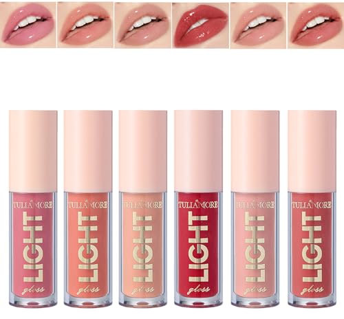 Rosarden 6pcs Glitzer Lipgloss Set, Schimmer und Glanz Lip Gloss Set, Feuchtigkeitsspendend Lippenöl Makeup-Geschenkset, Flüssiger Lippenstift für Mädchen und Frauen