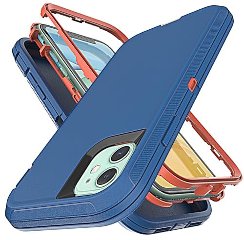 YmhxcY for iPhone 13 mini iPhone 12 mini Case Shockproof Dropproof Dust-Proof Drop Proof 3-Layer Durable Phone Case Heavy Duty Protection Phone Case Cover for iPhone 13 mini 5.4 inch-Blue/Orange