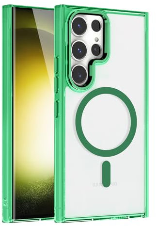 LIUKM Cover Trasparente per Samsung Galaxy S24 Ultra, Custodia TPU in Silicone Morbida Backplane hard PC, Protezione di Alta Qualità con Bordo Rialzato per Schermo e Fotocamera -Verde
