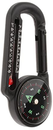 Generic 3 in 1 Aluminium Karabiner Clip, Thermometer, Schlüsselanhänger, Wanderausflug - Kompass mit Dämpfungszifferblatt, Lupe