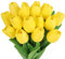 N&T NIETING Künstliche Tulpen Gefälschte Blumen, 12 Stück Latex Real Touch Faux Tulpen Blumen für DIY Hochzeit Home Garten Hotel Party Büro Dekoration (Gelb)