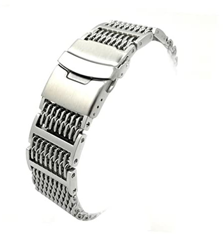 VALICLUD Edelstahl Uhrenarmband 22Mm - Langlebiges Shark Mesh Armband FüR Herren Und Damen Elegantes Ersatzarmband Aus Hochwertigem Edelstahl