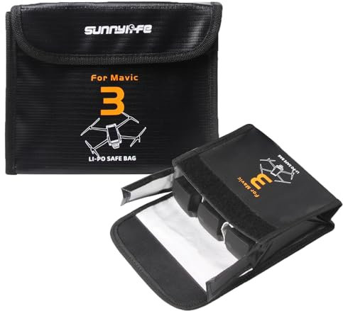Sinyutia Carrier Bag Case, Fireproof Explosion-Proof Lipo Battery Storage for DJI Mavic 3/3 Pro/3 Classic Drone Accessories (Large, 3pcs)