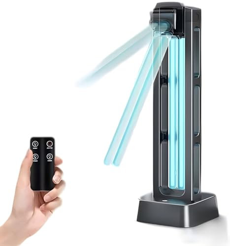 ZKX UVC Desinfektionslampe Fernbedienung, 180°-Drehung, 39W UV Sterilisationslampe, Keimtötende Lampe, Antibakterielle Rate 99%, Luftreiniger, Schimmel, Grippe, Bakterien, Staub