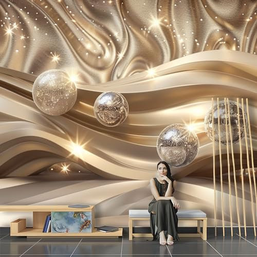 Fototapete 3D Braun Glitzer Geometrisch Treibsand Abstrakt XXL Design Tapete Fototapeten Tapeten Wandtapete moderne Wand Schlafzimmer Wohnzimmer