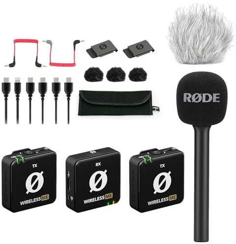 Rode Wireless ME Dual Mikrofon Funksystem + Interview GO Handadapter + keepdrum Fell-Windschutz