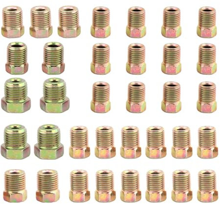 Kit de montage de ligne de frein, assortiment de 35 écrous de ligne de frein pour tuyau de frein de 3/16 (19 raccords) et 1/4 (16 raccords) pour tube de ligne de frein inversé (taille : 35 pièces)