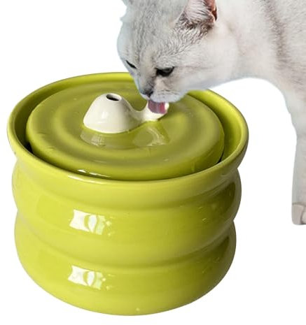 Fontaine a Eau Chat Céramique, Fontaine à Eau pour Chat Ultra Silencieuse, Fontaine À Eau pour Compagnie avec Système de Filtration en 3 étapes, Distributeur Eau Chat Automatique