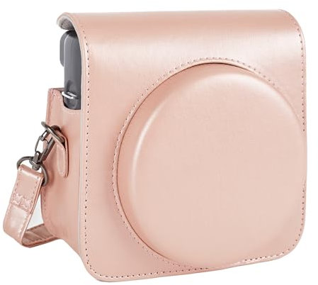 Riosin Instant SQ6 Protective Case for Fujifilm Instax Square SQ6 Camera, Premium PU Leather Camera Bag Cover with Removable Adjustable Strap (Blush Gold)