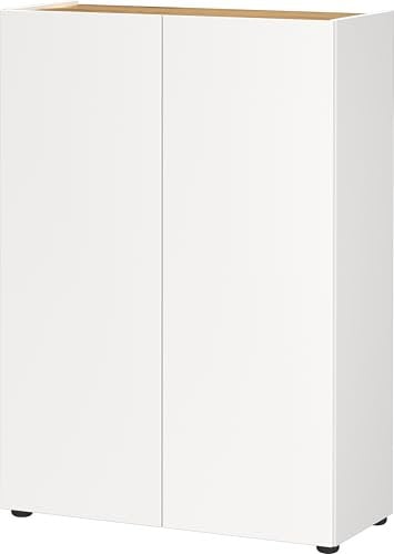 Germania Schuhschrank 1590-513 GW-Alviano, in Weiß/Navarra-Eiche-Nb., mit Platz für bis zu 12 Paar Schuhe, 74 x 105 x 33 cm (BxHxT)