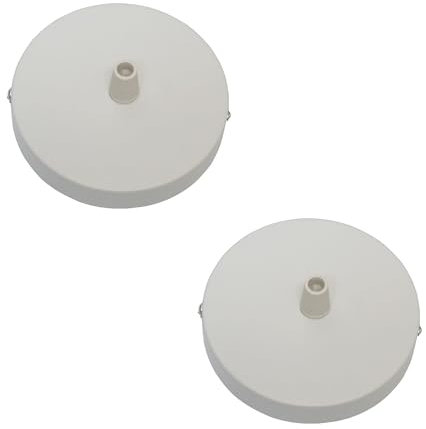 LEDSone Ceiling Rose Pendant Cable Grip Flex Clamp Plate for Light Fitting 100mm Choose Hanging Lamp Multi Colour Full Set (White 2 Pack)