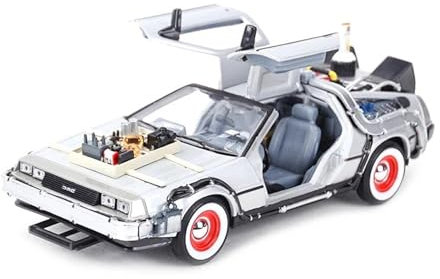 YRXIAO Modellbausatz Auto 1 24 Für DMC-12 Delorean Zeitmaschine Zurück In Die Zukunft Auto Statische Druckguss Fahrzeug Sammlung Ornamente Für Wohndekorationen