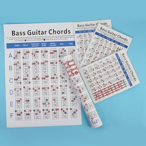 Beginner's Guide to Bass Guitar Umfassende Grifftabelle mit 72 Akkorden über Tasten (L 41 x 57 cm)