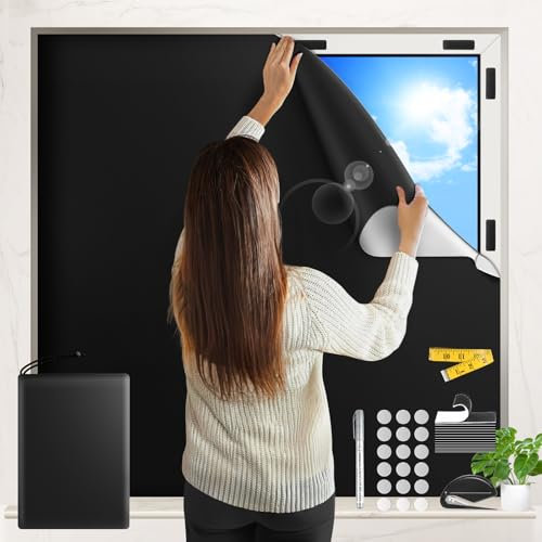 150x100cm Fenster Verdunkelung Vorhang Blickdicht 100% Blackout Verdunklungsstoff Tragbare Plissee Ohne Bohren Sonnenschutz für Dachfenster