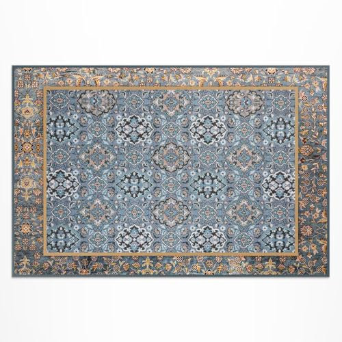 Vinyl Teppich 60x90 cm für den Außenbereich PVC Rechteckig Kunststoffteppich Einfach zu Reinigen Ideal für Balkon Terrasse Garten Wasserdichter - Ethnische Zier