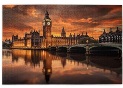 Jigsaw Puzzles for Adults 500 Piece London Puzzle Big Ben, Difficult Challenging Family Games for The Whole for Women, Wooden Jigsaws with Gift Box Packaging, Gifts for Women, Home Decor 52x38cm E-105