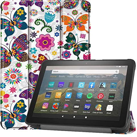 Schutzhülle für LG FH 8 (10./12./14. Gen 2020-2024) Universelle 8-Zoll Tablet-Schutzhülle– Stoßfeste Hülle mit Auto-Wake/Sleep(Butterfly)