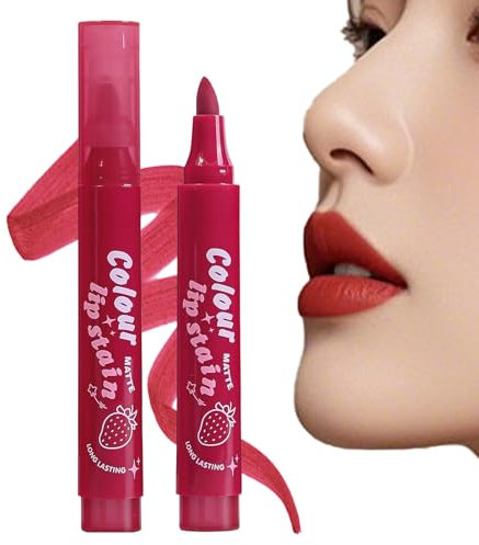 Lip Marker Stain, Matte Red Tinted Lip Gloss Pen, Highly Pigmented Waterproof Tinted Lipstick, Long-Lasting Beauty Accessories for Daily Commuting