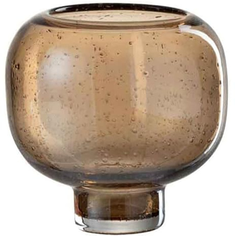 Vase sur Pied en Verre Rimo 16cm Marron & Ambre