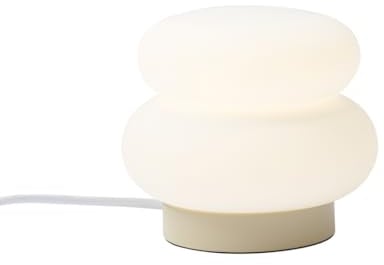 Qazqa Japandi Tischleuchte mit Glas, Tischlampe - Kumo - Beige, Rund, max. 15W, Geeignet für LED, 13cm, Ideal als Schlafzimmerlampe und Wohnzimmerlampe