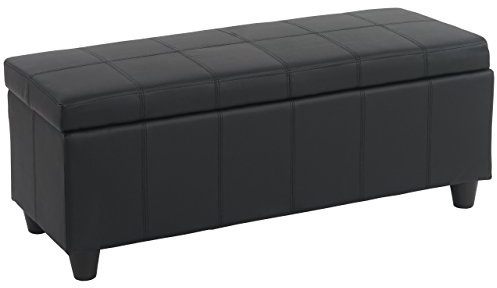 Berlinlodge Aufbewahrungs-Truhe Lars HxBxT 45x114x45cm Kunstleder Schwarz matt Sitzbank Bank Stauraum groß platzsparend Wohnzimmer Kinderzimmer Schlafzimmer