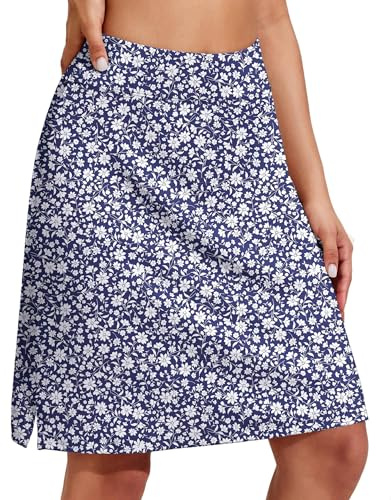 PINSPARK Tennisrock Damen Hohe Taille Tennis Skort Golfrock Sportrock mit Taschen Faltenrock Minirock