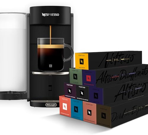 Nespresso Vertuo Up – Macchina da Caffè in Capsule + 10 Confezioni di Capsule, 7 Formati di Tazza, Tecnologia Centrifusion, Riscaldamento Rapido, Serbatoio 1.4L, Design Compatto, Grigia (ENV200.GY)