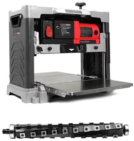 FindBuyTool 330 mm Dickenhobelmaschine mit Spiralmesserwelle (FBT131H) | 1800W Motor, 10000 U/min, Tischhobel für Holzbearbeitung, Hobelmaschine mit Einlauf- und Auslauftisch, DIY-Holzbearbeitung