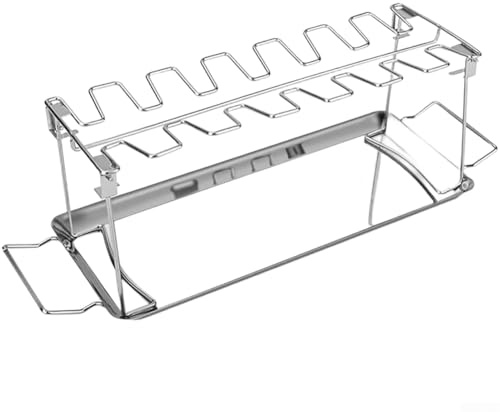 Grille de barbecue pliable en acier inoxydable à 14 emplacements pour four, charbon de bois, baguettes de batterie, ailes, support de pieds, facile à nettoyer, rangement compact pour la cuisine
