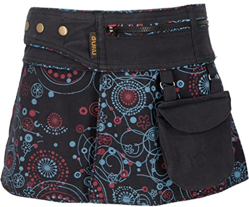 GURU SHOP Wickelrock, Cacheur, Sidebag, Minirock - Schwarz, Damen, Baumwolle, Size:S/M