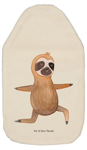 Mr. & Mrs. Panda Wärmflasche Faultier Yoga - Geschenk, Yogaübungen, Wärmekissen, Faultier Geschenk, Krieger, Wärmflasche mit Bezug, Meditation,