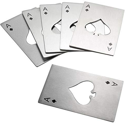 Anbers Stainless Steel Credit Card Opener, Casino Poker Shaped Bottle Opener, 6 Pcs