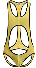 ONEFIT Herren Weste Slings Conjoined Triangle Brief Mesh U Convex Wrestling Suit, gelb, Large