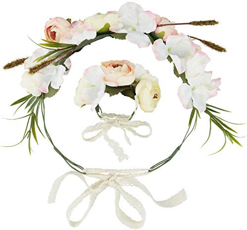 dressforfun 302797 Blumen Haarband und Armband Set, Blumenkranz, größenverstellbar, für Hochzeit oder Trachten Party, bunt