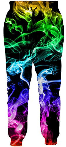 Loveternal Jogginghose Colorful Smoke Hosen 3D Printed Jogger Lustige Pants Casual Grafik Jogger Baggy Sweatpants für Herren XXL
