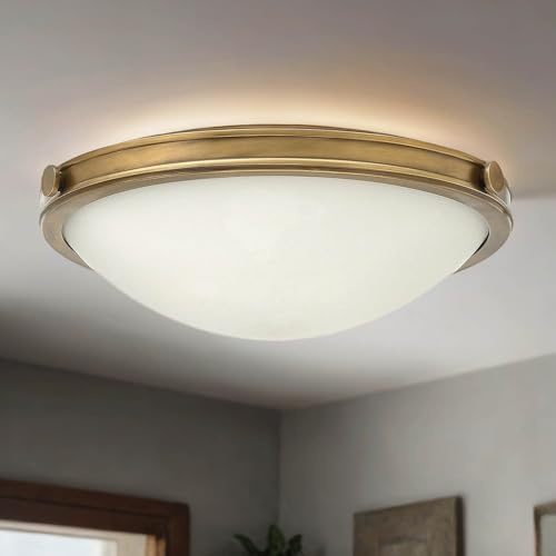 Licht-Erlebnisse Deckenleuchte Glas Metall in Weiß blendarm rund Ø48cm Jugendstil Wohnzimmer Flur Beleuchtung Lampe