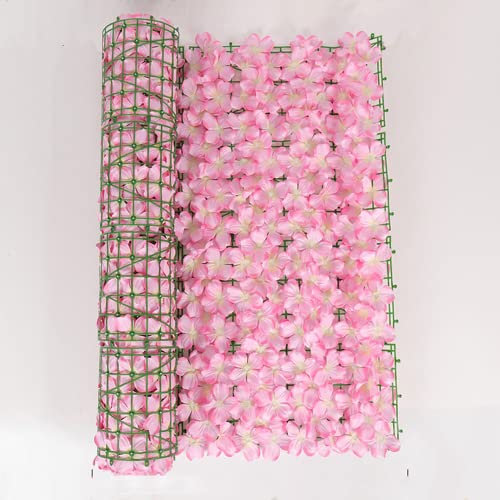 JCHMOGF Clôture de fleurs artificielles - Panneaux de treillis pour bordures de jardin, lits de balcon, haie de paysage, décoration extérieure - Rose - 0,5 m x 1 m