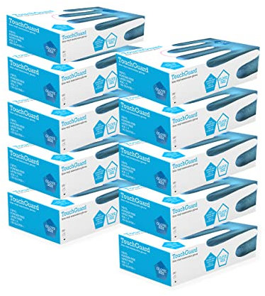 TouchGuard Einweg-Vinylhandschuhe aus Blauem Vinyl, Puderfrei, 10*100 Stück, Größe M