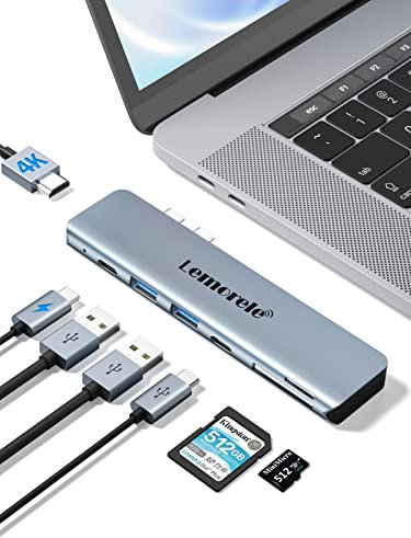 Lemorele Hub USB C Adaptador MacBook Pro/Air M1, 7 en 2 Aluminio Espacial Adaptador USB C Hub con HDMI 4K, 2 USB 3.0, PD100W, SD/TF, USB-C, para MacBook Pro M1 2021-2016, MacBook Air M1 2020-2016