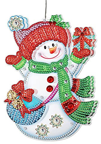 5D Weihnachten Diamond Painting LED Weihnachtsbeleuchtung Diamant Malerei Deko Lampe Anhänger DIY Party Deko Weihnachtsdeko Handwerk Geschenk (D)