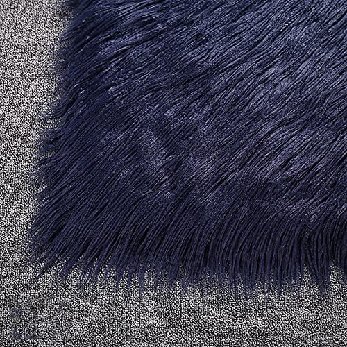 LPLND Qualität Kunstpelzstoff Langhaarplüsch Plüschstoff 170 * 50cm Haarlänge 7-10cm Flauschiger Stoff Windschutz Fell Stoffe Für Kleidungsdekoration, Nähhandwerk (Color:Marine)