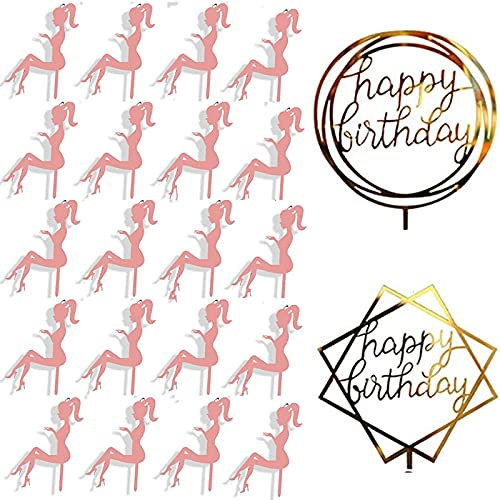 XHBTS 22 Stück Topper Torten High Heel Cupcake Topper Dame Silhouette Acryl Kuchendekoration Kuchen Aufsatz Topper Tortenstecker Deko für Hochzeit Engagement Hochzeitsfeier Geburtstagsfeier (Rosa)
